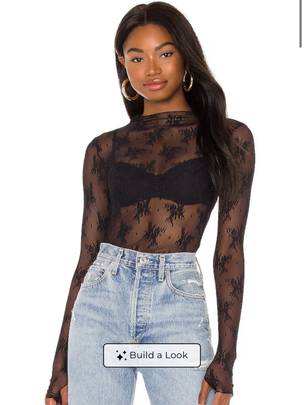 NWT Free People Lady Luxe Layering Top Black Size Small Long Sleeve